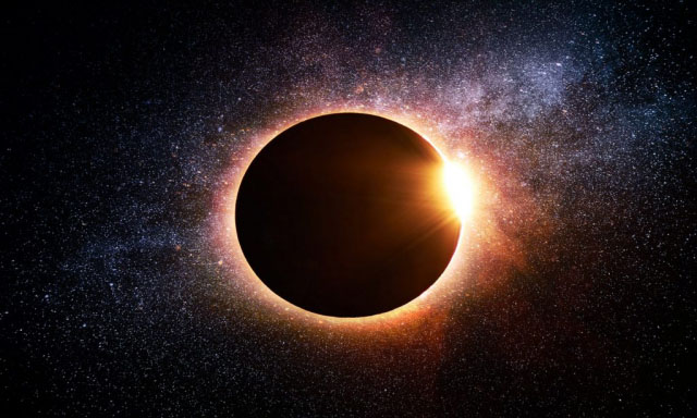 Solar Eclipse in Space Stock Image