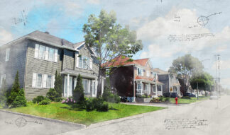 Modern Residential Neighborhood Sketch Image