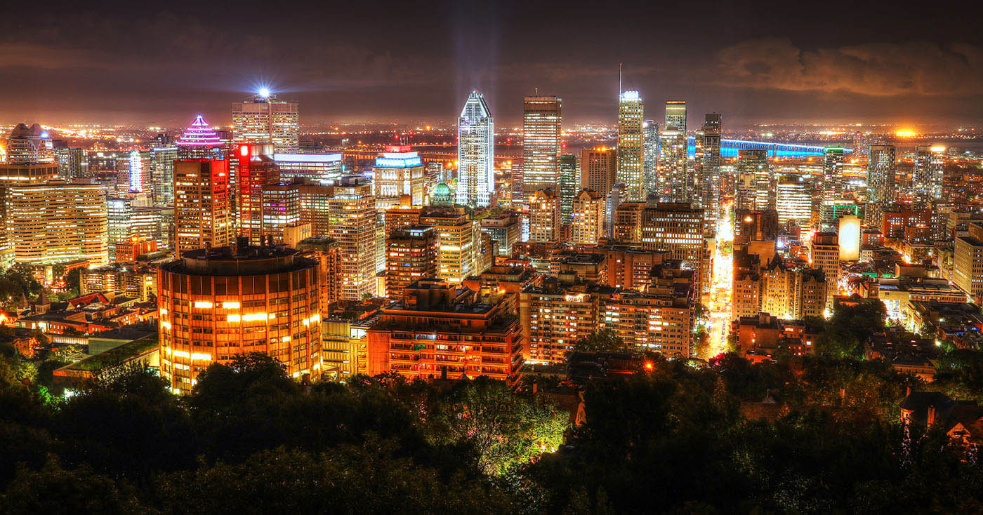 2020 Montreal City Sight at Night From Mount Royal Lookout Stock Image