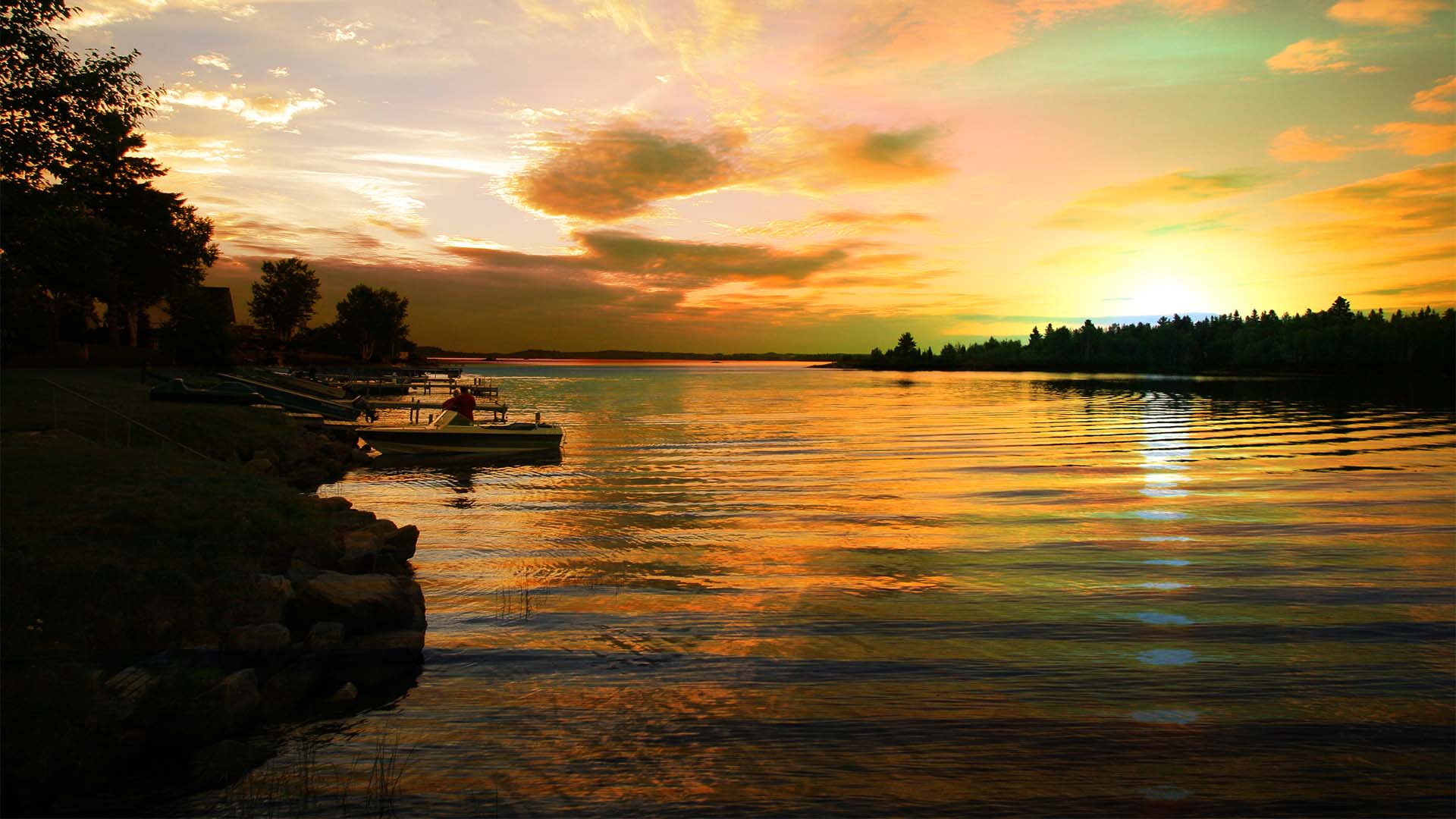 Perfect Sunset Lake background