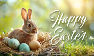 Happy Easter Wishes - Cute Bunny in Nest Image