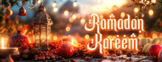 Ramadan Kareem Banner - Traditional Food and Fruits Image