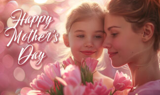 Happy Mother's Day - Daughter and Flowers Image